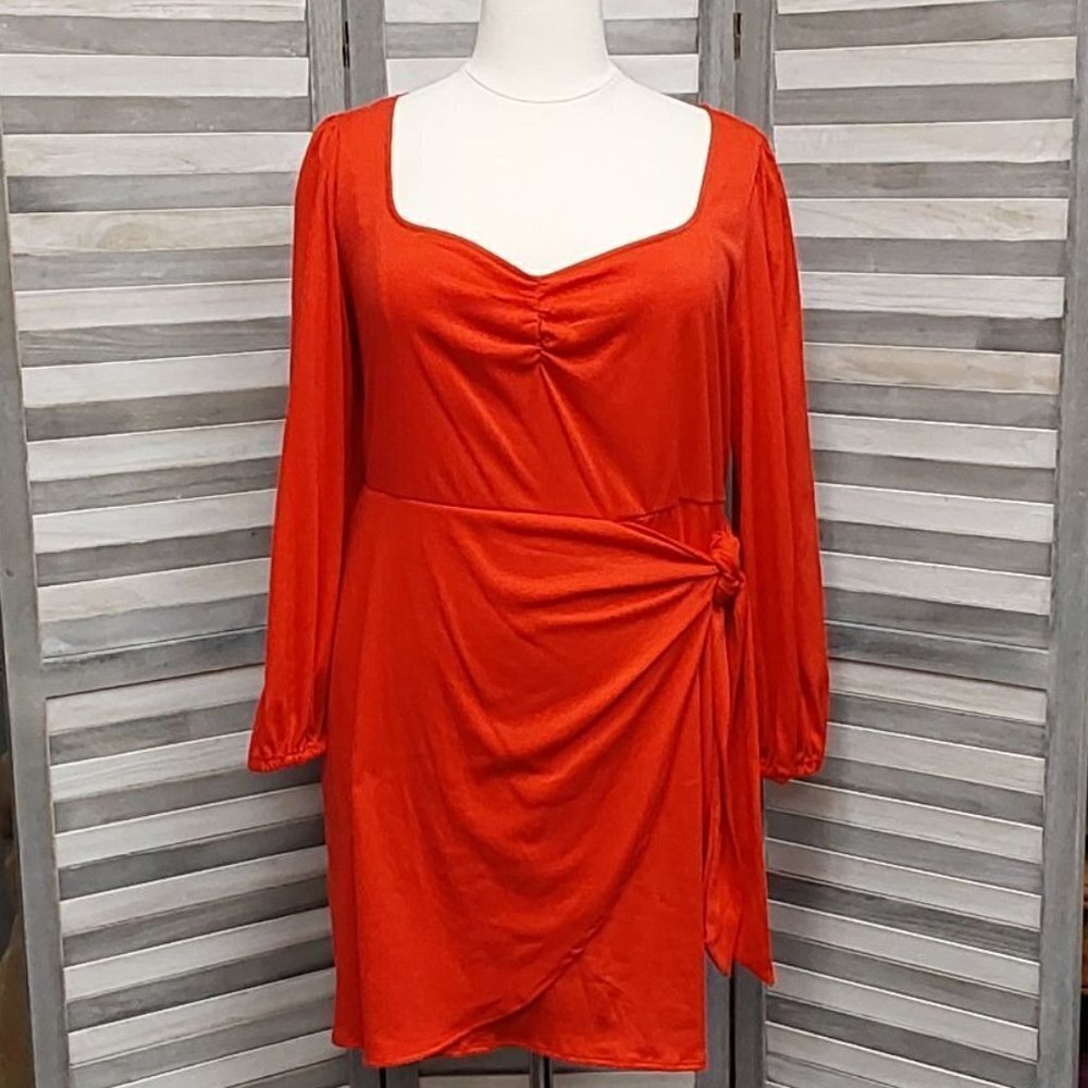 Women's Balloon Long Sleeve Wrap Dress | Ava & Viv | 2X